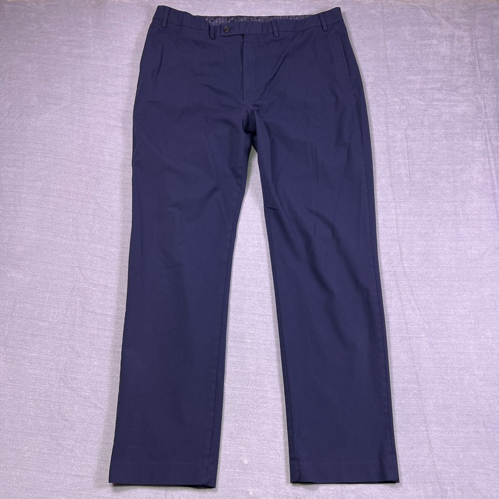 Lauren Ralph Lauren Slim Fit Mid Rise Dress Pants Mens 40x34 Navy Blue Stretch